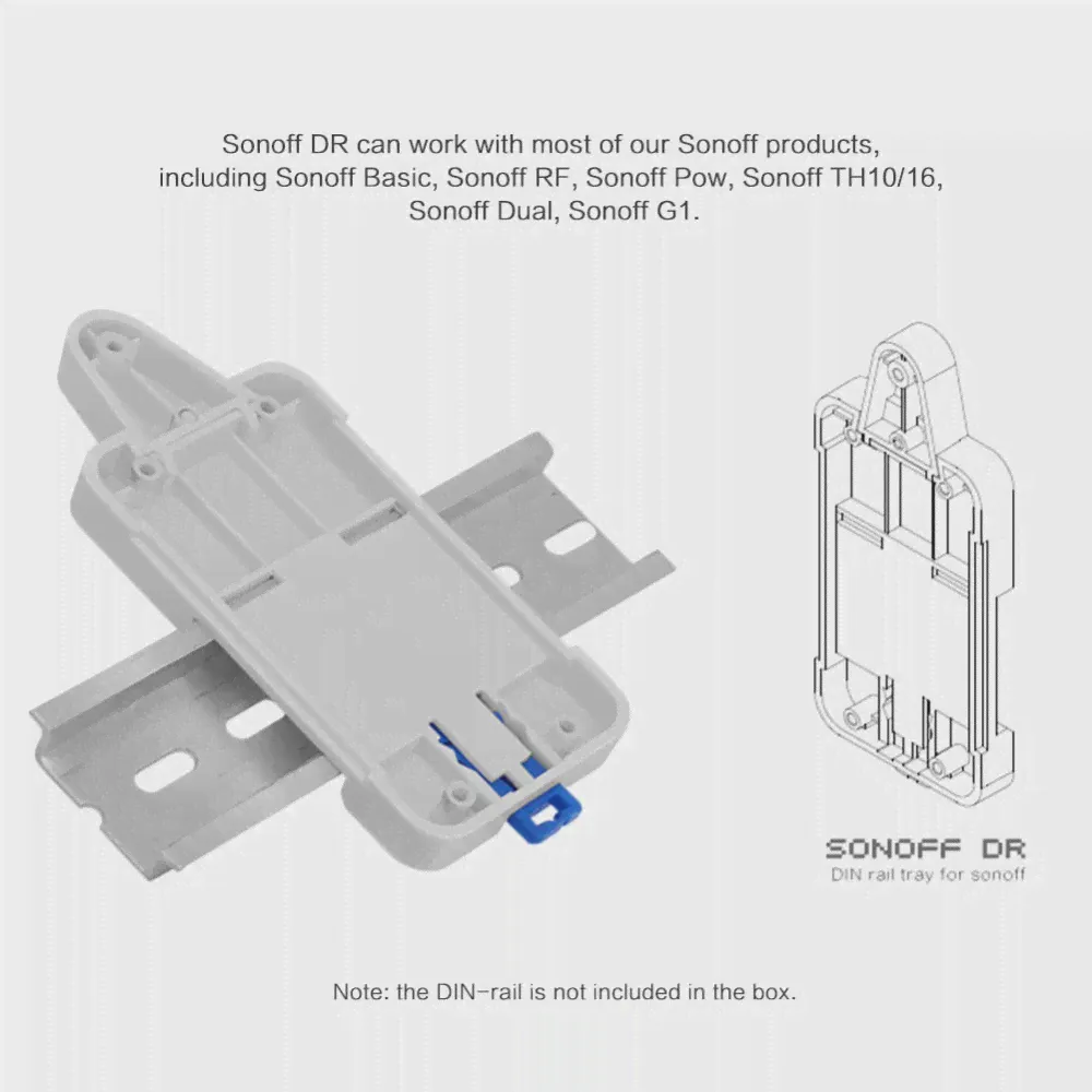 🛍 Держатель Sonoff DR на DIN-рейку, подходит для Sonoff Basic RF Pow R2 R3 Sonoff TH10 TH16 Dual R2 с винтами 4 * M3