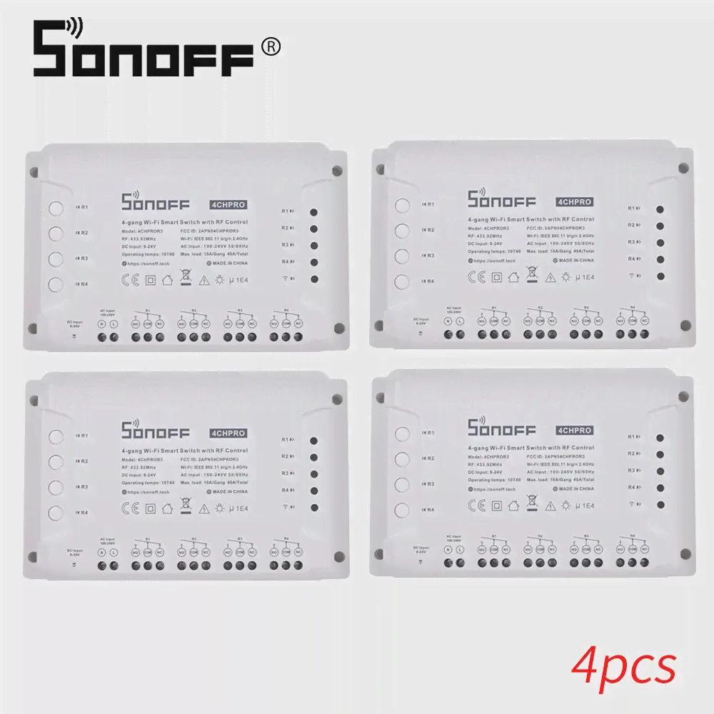 🛍 Sonoff 4CH PRO R3 Wi-Fi выключатель света 4CHR3 4 Gang DIY умный дом SONOFF 4CH R3 Беспроводной Wi-Fi переключатель RF 433 МГц контроллер-2
