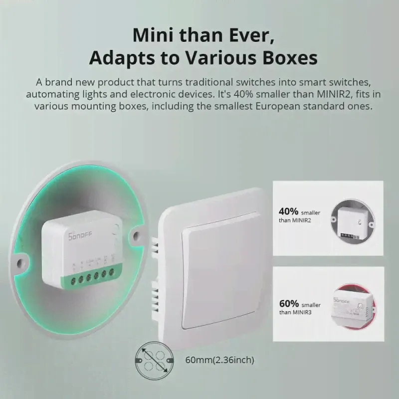 110 SONOFF MINIR4M Matter WiFi 2-стороннее реле работает с поддержкой Matter Apple Home Google Home Assistant Alexa Smartthings (art.: 3920c3ffbc891)