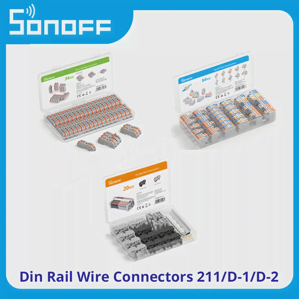 Соединитель проводов SONOFF Din Rail 211 / D1-1 / D1-2 Универсальная и прочная клеммная колодка для эффективных электрических соединений