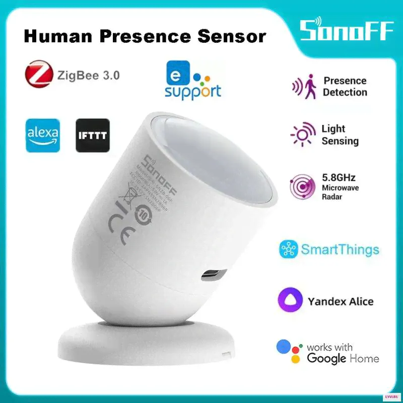 Датчик присутствия человека SONOFF SNZB-06P Zigbee, 5,8 ГГц, детектор присутствия микроволнового радара, работа с Alexa Google Home