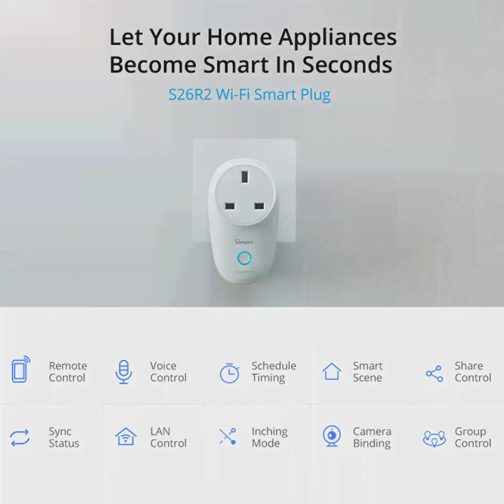 🛍 Умная розетка SONOFF S26R2, 16 А, с поддержкой Wi-Fi-3