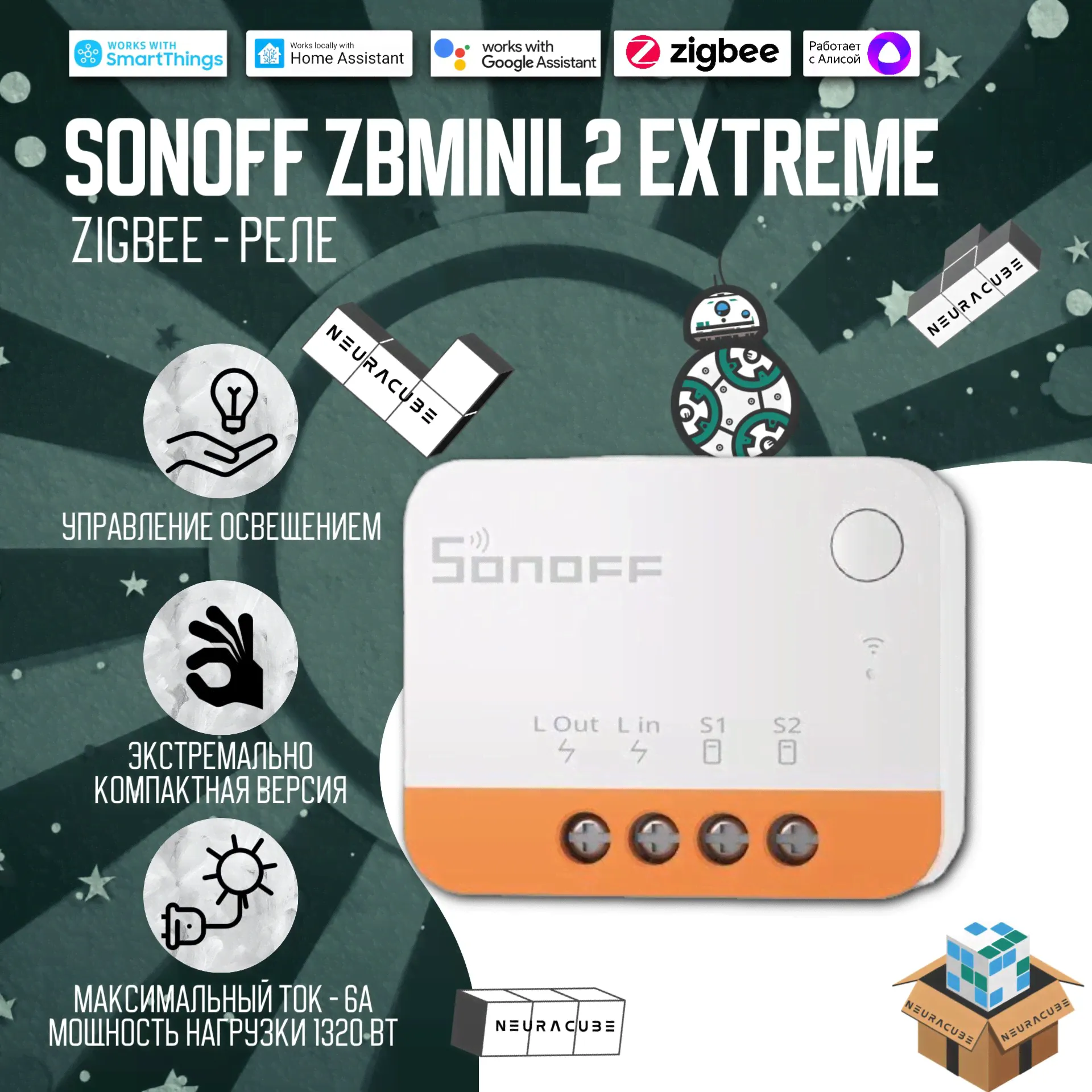 ZigBee Реле Sonoff ZBMINIL2 Extreme, 6A/1320Вт (Работает с Яндекс Алисой)-0