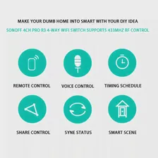 🛍 Sonoff 4CH PRO R3 Wi-Fi выключатель света 4CHR3 4 Gang DIY умный дом SONOFF 4CH R3 Беспроводной Wi-Fi переключатель RF 433 МГц контроллер