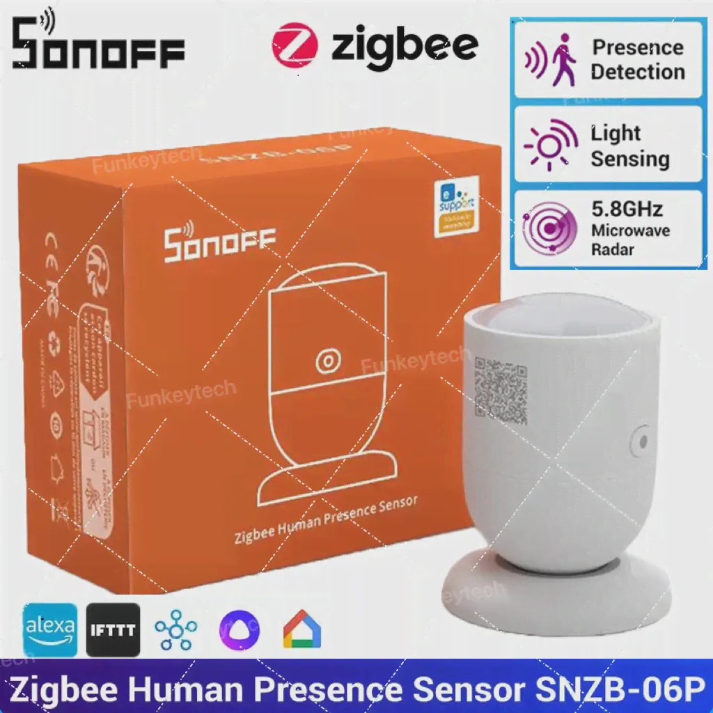 SONOFF Zigbee Датчик Присутствия человека SNZB-06P Микроволновый Радар Обнаружения Присутствия Светочувствительный Работает с Alexa для Умного дома