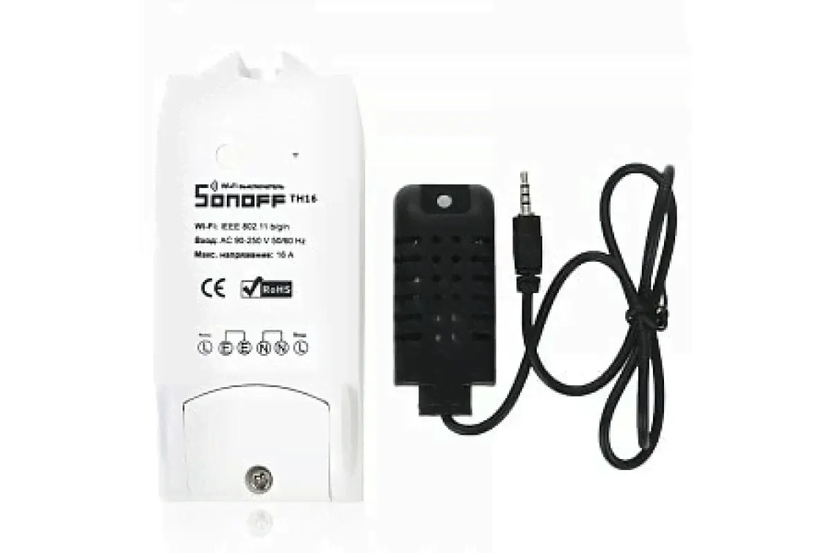 WiFi реле Sonoff TH16A (датчик температуры и влажности в комплекте) Блок релейный
