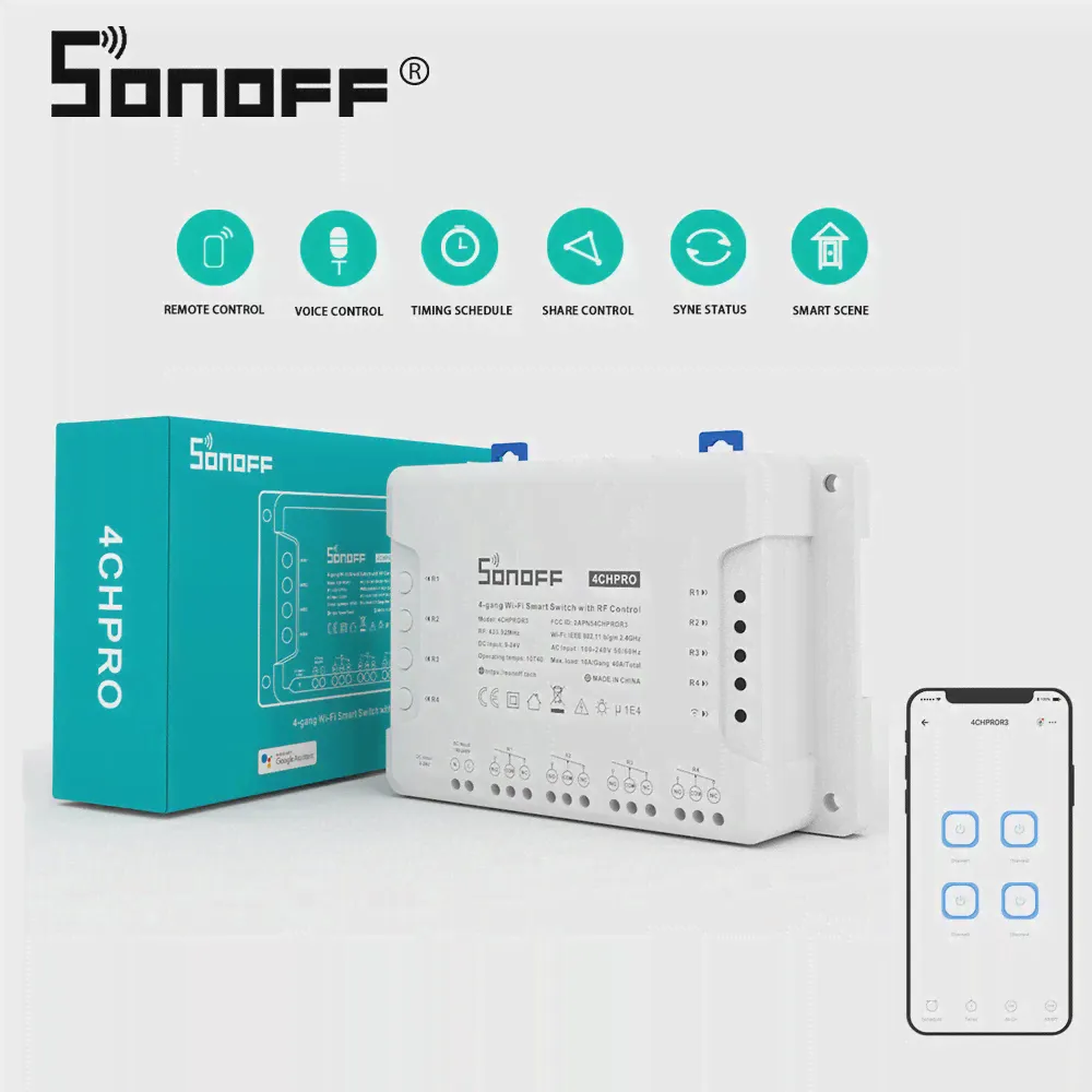 🛍 Sonoff 4CH PRO R3 Wi-Fi выключатель света 4CHR3 4 Gang DIY умный дом SONOFF 4CH R3 Беспроводной Wi-Fi переключатель RF 433 МГц контроллер-3