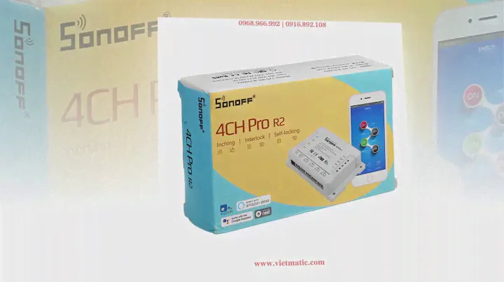 [Sonoff chính hãng] Công tắc Wifi 4CH Pro R2, 4 kênh có Remote RF