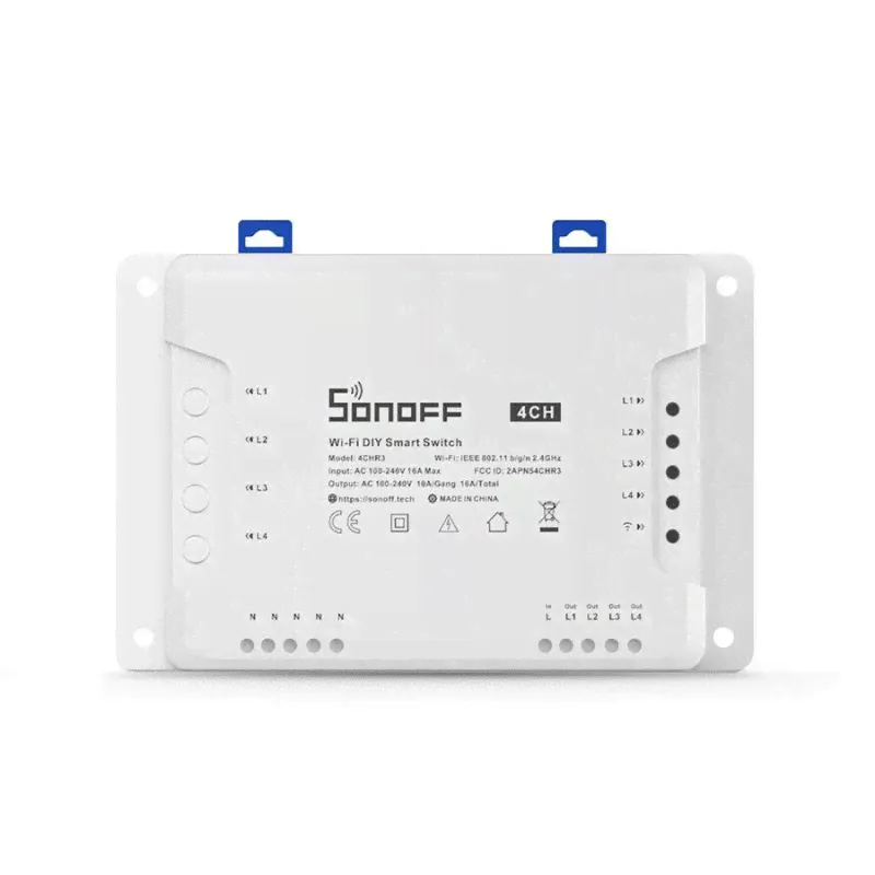 Релейный модуль 4-х канальный Wi-Fi SONOFF 4CH R3, 4CHR3, WiFi-Реле, Умный Дом-0